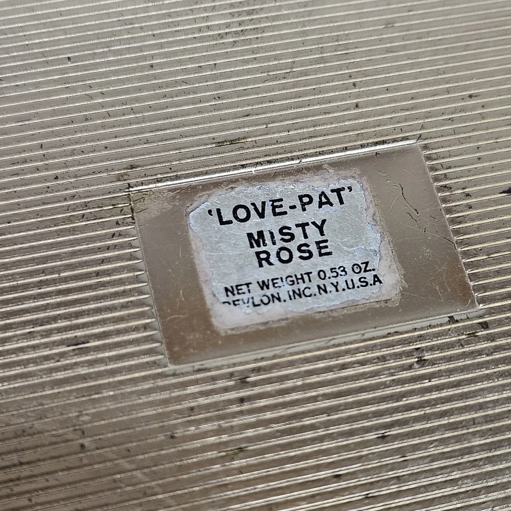 VINTAGE Revlon Love Pat Misty Rose Gold-Tone Rectangle Compact Puff
